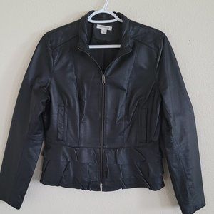 Boston Proper Leather Jacket Ruffled Bottom